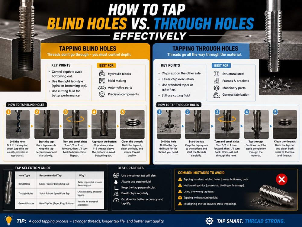 How to Tap Blind Holes vs. Through Holes Effectively？